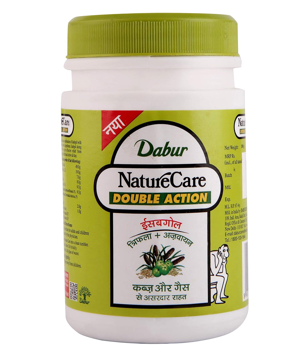 Dabur Nature Care Isabgol Double Action Trifala And Ajwain, Effective Relief From Constipation And Gas - 100 Gm