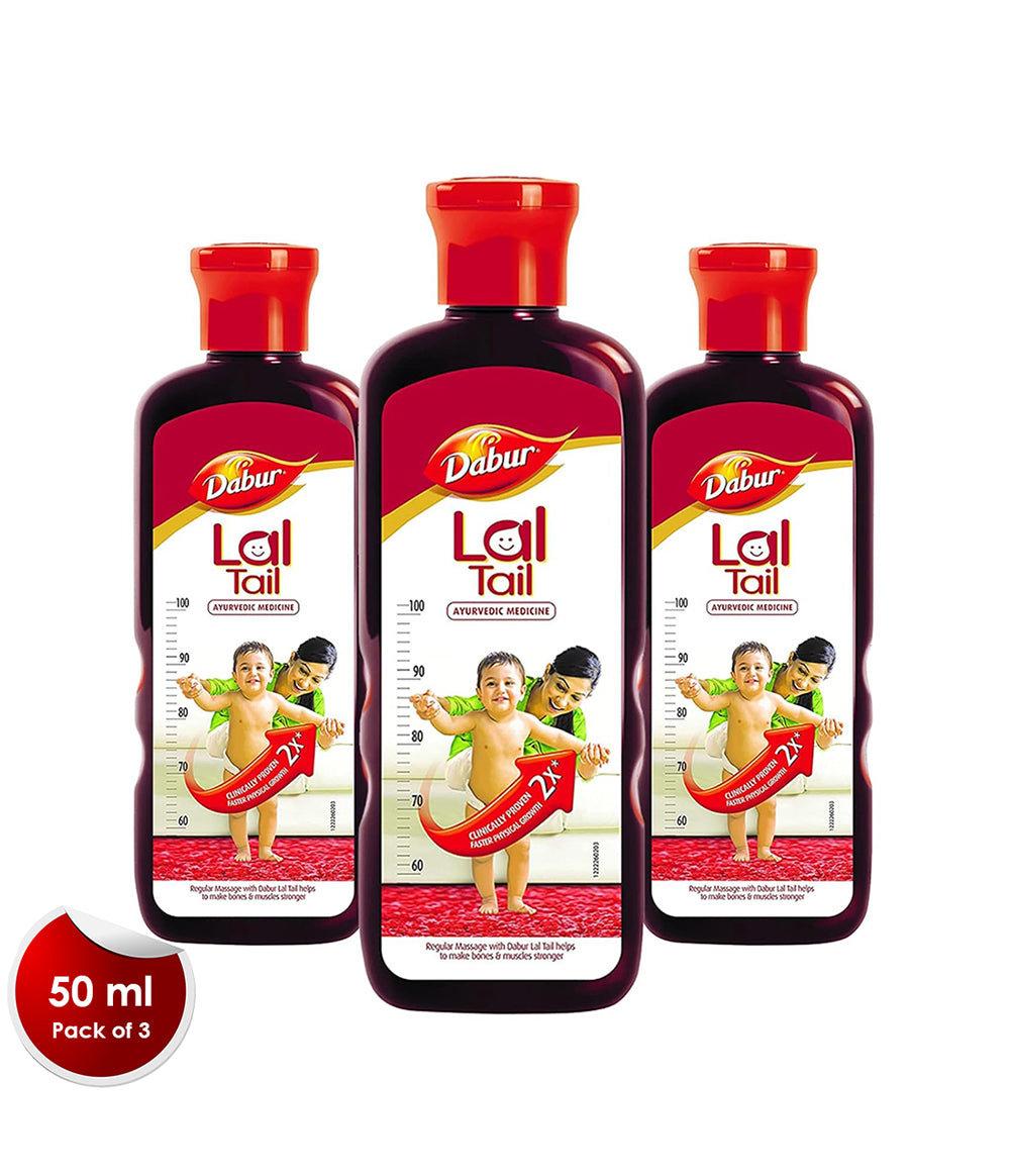 Dabur Lal Tail - Ayurvedic Baby Oil , Clinically Tested 2x Faster Physical Growth - 50 ml (Pack of 3)