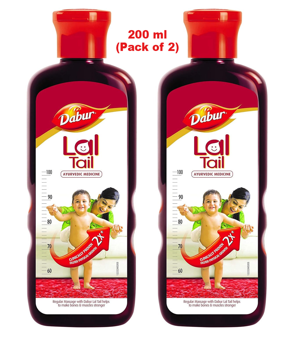 Dabur Lal Tail - Ayurvedic Baby Oil , Clinically Tested 2x Faster Physical Growth - 200 ml (Pack of 2)