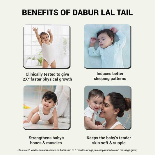 Dabur Lal Tail - Ayurvedic Baby Oil , Clinically Tested 2x Faster Physical Growth - 100 ml